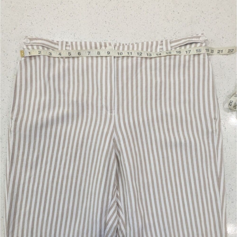 J.Jill Women Linen Blend Crop Capri Pants Size 16 Tan Striped High Rise Summer - Picture 4 of 11